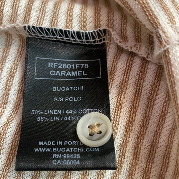 NWOT Bugatchi Stripe Cotton & Linen Polo Size Small - Picture 5 of 6